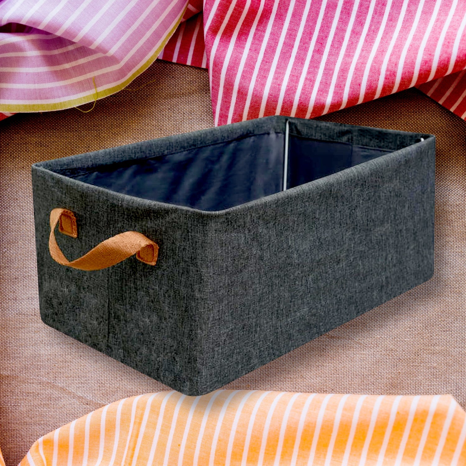 12627 FOLDABLE STORAGE BOX WITH LID AND HANDLES, COTTON AND LINEN STORAGE BINS AND BASKETS ORGANIZER FOR NURSERY, CLOSET, BEDROOM, HOME (45 Cm) 12627 FOLDABLE STORAGE BOX WITH LID AND HANDLES, COTTON AND LINEN STORAGE BINS AND BASKETS ORGANIZER FOR NURSERY, CLOSET, BEDROOM, HOME (45 Cm)